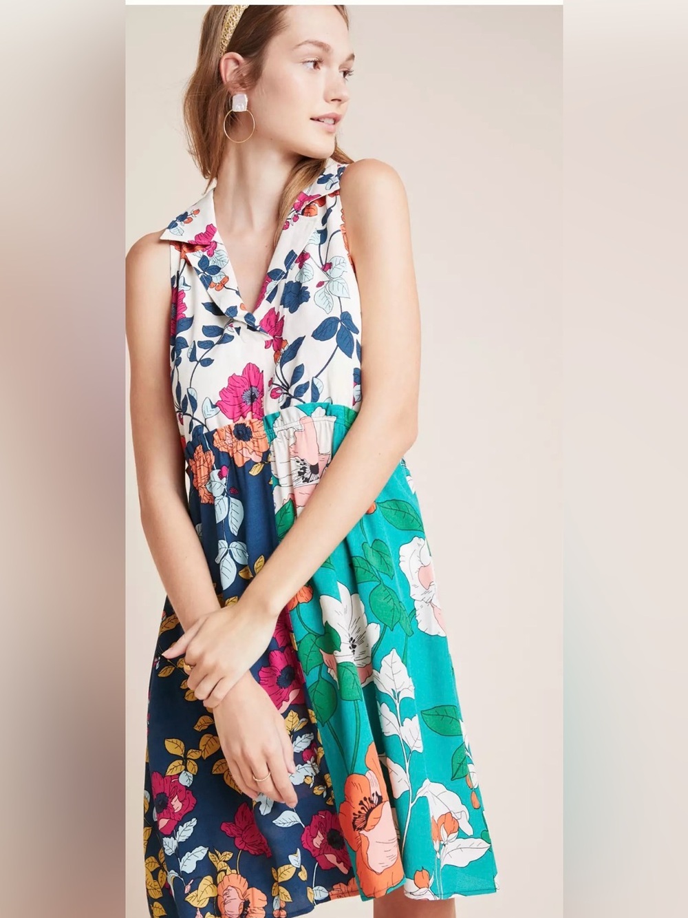 Anthropologie $150 PTP 20 Dinah Collared Halter Tunic Dress